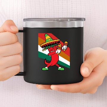 Discover Dabbing Dab Dancing Cinco De Mayo Chili Pepper 14oz Stainless Steel Tumblers