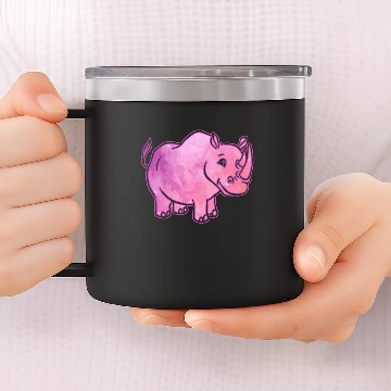 Discover Rhinoceros Happy 14oz Stainless Steel Tumblers