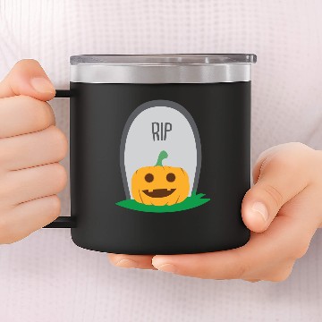 Discover Pumpkin Grave | RIP Gravestone Face 14oz Stainless Steel Tumblers