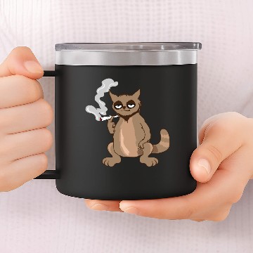 Discover A cat smoking a joint 14oz Stainless Steel Tumblers