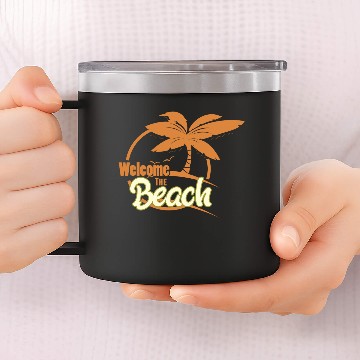 Discover Beach Burning Man 14oz Stainless Steel Tumblers