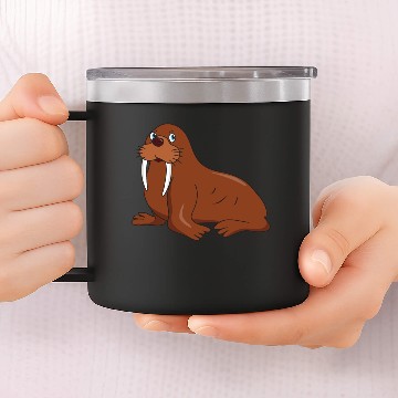Discover Cool Funny Cute Walrus Seal 14oz Stainless Steel Tumblers