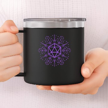 Discover Purple Polyhedral D20 Dice Tabletop RPG Gaming 14oz Stainless Steel Tumblers