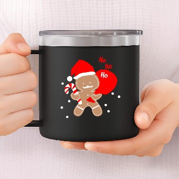 Discover Ho Ho Ho gingerbread man 14oz Stainless Steel Tumblers