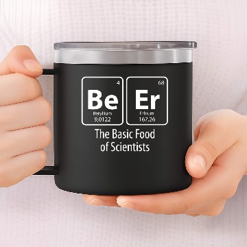 Discover BEER – The Basic Food of Scientists | white 14oz Stainless Steel Tumblers