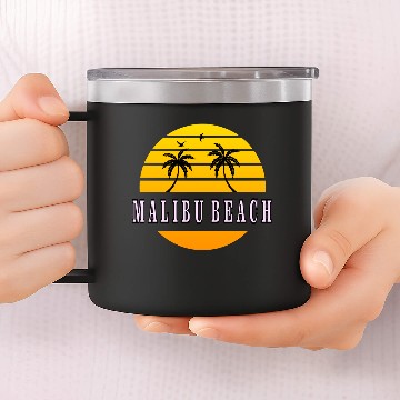 Discover Malibu Beach pink 14oz Stainless Steel Tumblers