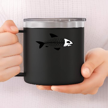 Discover Fish skeleton white 14oz Stainless Steel Tumblers