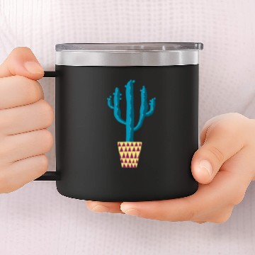 Discover Cactus in a Triangle Patterned Pot 14oz Stainless Steel Tumblers