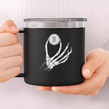 Discover Skeleton Hand With Bitcoin 14oz Stainless Steel Tumblers