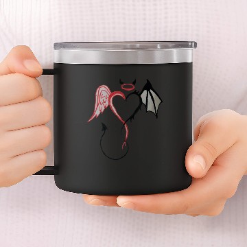 Discover Angel Devil heart Red 14oz Stainless Steel Tumblers