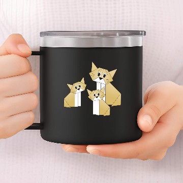 Discover Origami cat and kittens 14oz Stainless Steel Tumblers