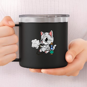 Discover cute cat smoking shisha 14oz Stainless Steel Tumblers