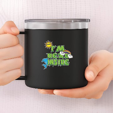 Discover Sun Rainbow Dolphin depression Awareness 14oz Stainless Steel Tumblers