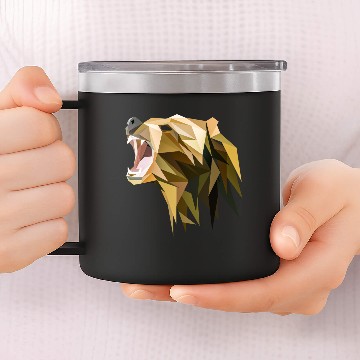 Discover Polygon grizzly bear 14oz Stainless Steel Tumblers