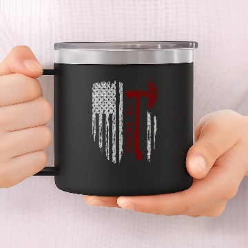 Discover Vikings Axe Valhalla US Flag 14oz Stainless Steel Tumblers Viking