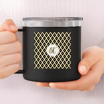 Discover Black and Gold "K" 14oz Stainless Steel Tumblers