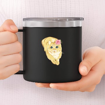 Discover Cute Yellow Cat 14oz Stainless Steel Tumblers