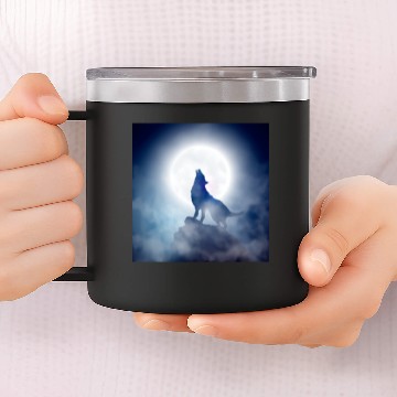 Discover Howling Wolf Mug 14oz Stainless Steel Tumblers