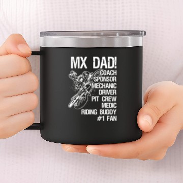 Discover MX dad coach sponsor mechanic driver pit crew medi 14oz Stainless Steel Tumblers