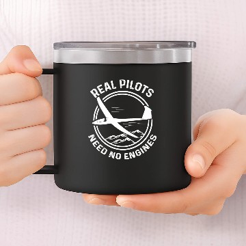 Discover Real Pilots need no Engines 14oz Stainless Steel Tumblers