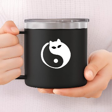 Discover Ying Yang Cat 14oz Stainless Steel Tumblers