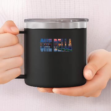 Discover Che Bella - Ponte Vecchio backdrop on the text 14oz Stainless Steel Tumblers