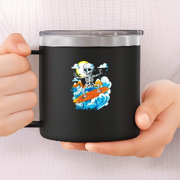 Discover Skeleton Surfing 14oz Stainless Steel Tumblers