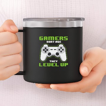 Discover Gamers dont Age - They level up 14oz Stainless Steel Tumblers