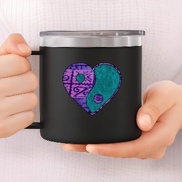 Discover Purple Batik Yin & Yang Heart 14oz Stainless Steel Tumblers