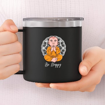 Discover Happiness Buddhist Monk Meditation Nirvana 14oz Stainless Steel Tumblers