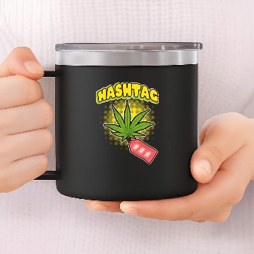 Discover Hashtag marijuana hemp leaf 14oz Stainless Steel Tumblers