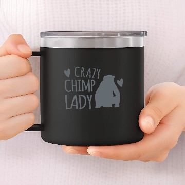 Discover Crazy chimp lady with cute chimpanzee 14oz Stainless Steel Tumblers