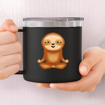 Discover Cute funny happy meditating sloth. Nirvana. 14oz Stainless Steel Tumblers