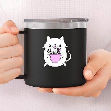 Discover Ramen Cat Gift 14oz Stainless Steel Tumblers