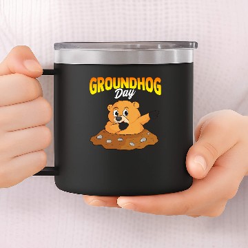 Discover Funny Dabbing Groundhog Day Dab 14oz Stainless Steel Tumblers