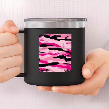 Discover Square camouflage pattern pink 14oz Stainless Steel Tumblers