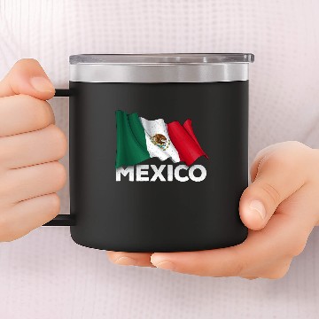 Discover Mexico Graphic Waving Flag 14oz Stainless Steel Tumblers