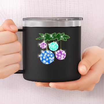 Discover Holiday Christmas Balls Design 14oz Stainless Steel Tumblers