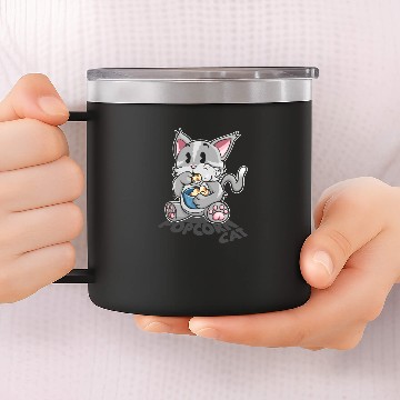 Discover Popcorn Cat 14oz Stainless Steel Tumblers