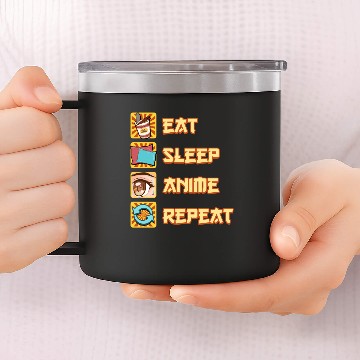 Discover Funny Eat Sleep Anime Repeat 14oz Stainless Steel Tumblers