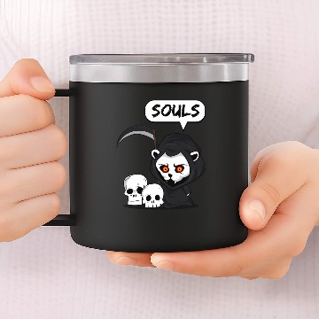 Discover Cat Souls evil dead funny 14oz Stainless Steel Tumblers