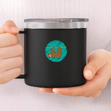 Discover Sloth hanging from bamboo 14oz Stainless Steel Tumblers
