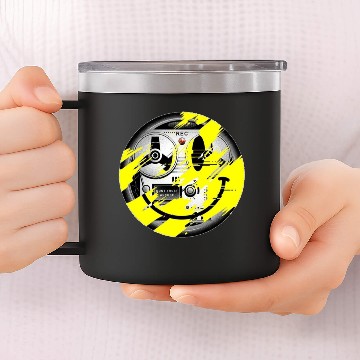 Discover Smiley Face Recorder 14oz Stainless Steel Tumblers