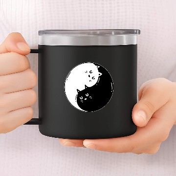 Discover Ying Yang Cat 14oz Stainless Steel Tumblers