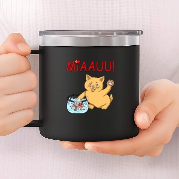 Discover TWO FACE CAT 14oz Stainless Steel Tumblers