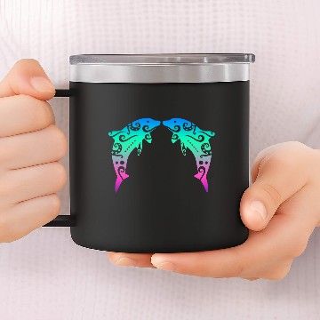 Discover Maori Dolphin Couple T Tattoo Gift Idea 14oz Stainless Steel Tumblers