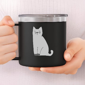 Discover cat grey 14oz Stainless Steel Tumblers