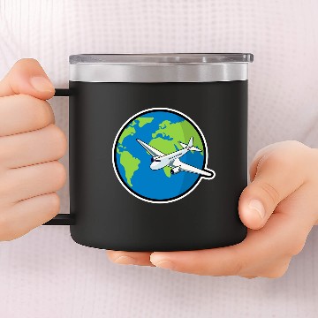 Discover Airplane Globe 14oz Stainless Steel Tumblers