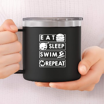 Discover Eat Sleep Swim Repeat 14oz Stainless Steel Tumblers