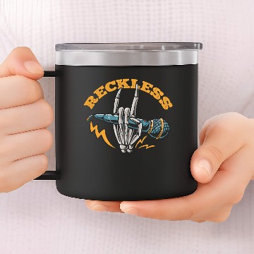 Discover Reckless Skeleton hand 14oz Stainless Steel Tumblers
